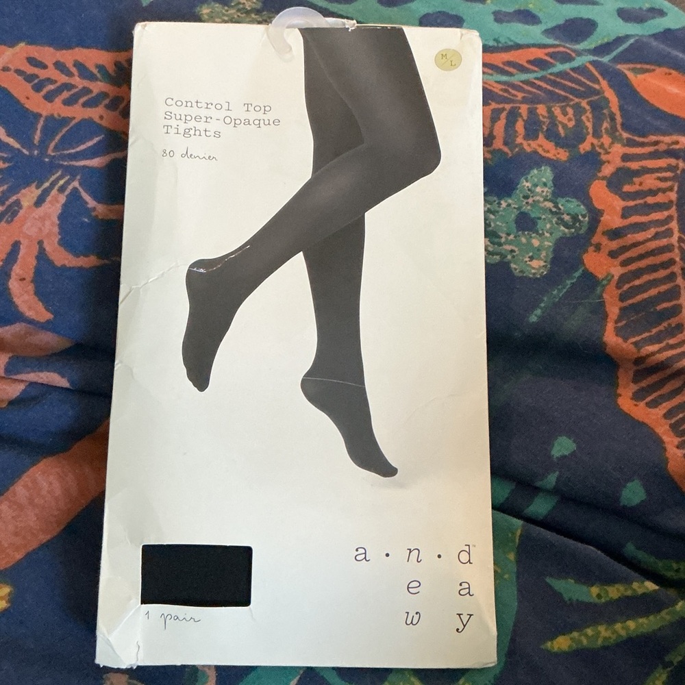 Black Control Top Super-Opaque Tights